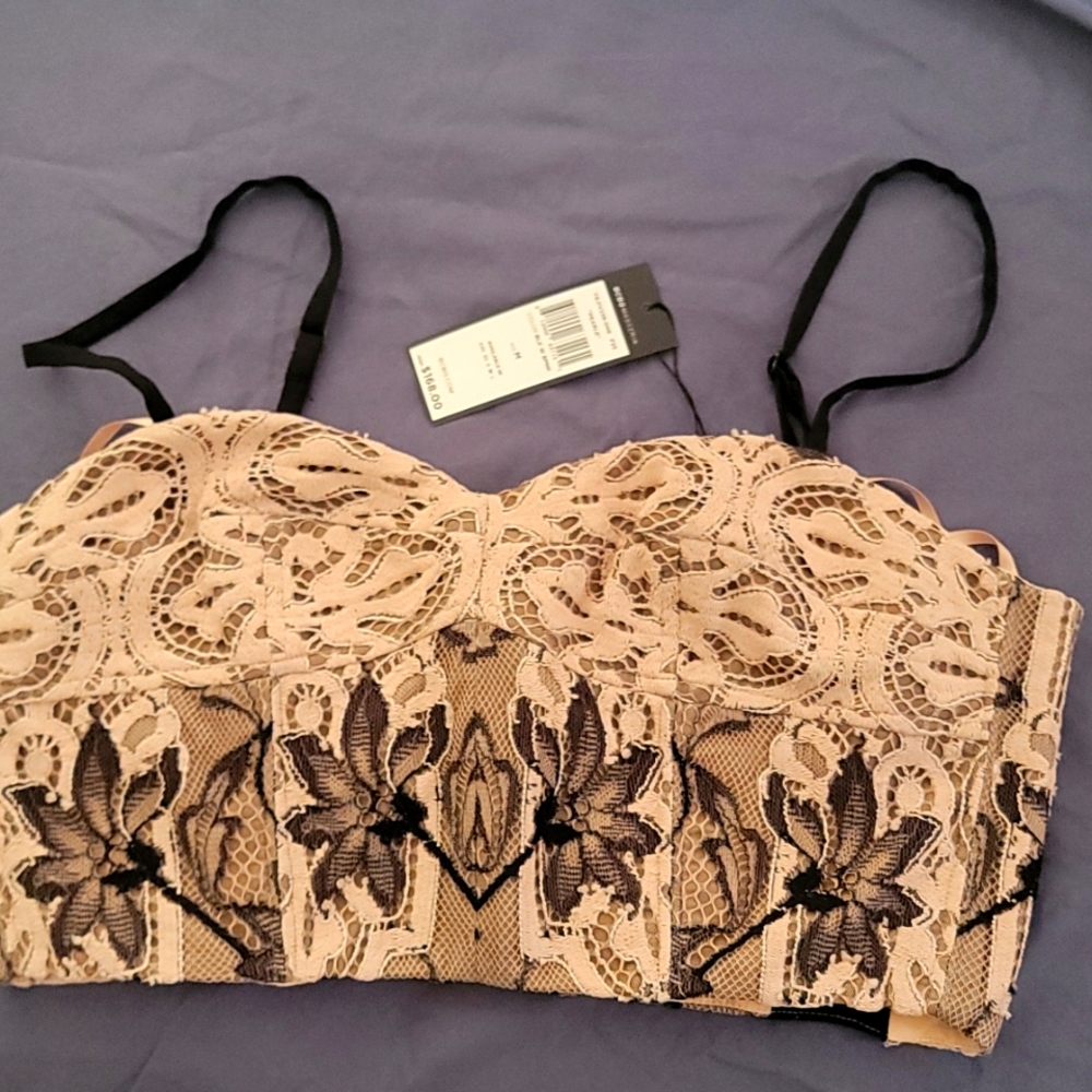 BCBGMAXAZRIA Corset top, blk & pearl